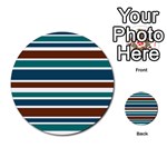 Teal Brown Stripes Multi-purpose Cards (Round)  Back 1