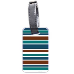 Teal Brown Stripes Luggage Tags (two Sides) by BrightVibesDesign