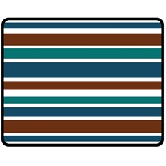 Teal Brown Stripes Double Sided Fleece Blanket (medium) 