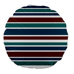 Teal Brown Stripes Large 18  Premium Flano Round Cushions