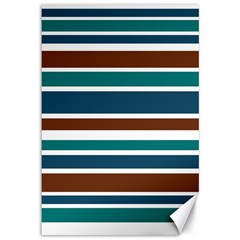 Teal Brown Stripes Canvas 12  X 18   by BrightVibesDesign