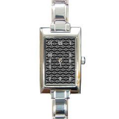 Black White Tiki Pattern Rectangle Italian Charm Watch by BrightVibesDesign