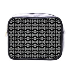 Black White Tiki Pattern Mini Toiletries Bags by BrightVibesDesign