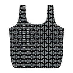 Black White Tiki Pattern Full Print Recycle Bags (l)  by BrightVibesDesign