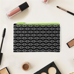 Black White Tiki Pattern Cosmetic Bag (xs)