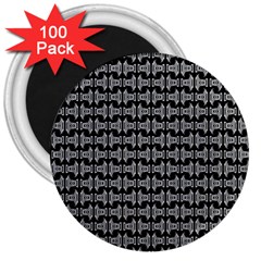 Black White Tiki Pattern 3  Magnets (100 Pack) by BrightVibesDesign