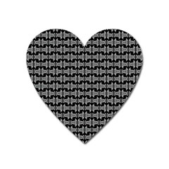 Black White Tiki Pattern Heart Magnet by BrightVibesDesign