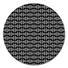 Black White Tiki Pattern Magnet 5  (round) by BrightVibesDesign