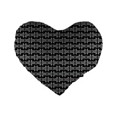 Black White Tiki Pattern Standard 16  Premium Flano Heart Shape Cushions