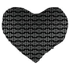 Black White Tiki Pattern Large 19  Premium Flano Heart Shape Cushions