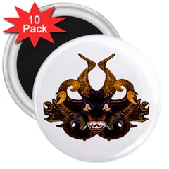 Demon Tribal Mask 3  Magnets (10 Pack)  by dflcprints