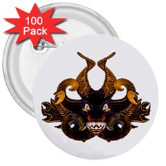 Demon Tribal Mask 3  Buttons (100 Pack)  by dflcprints