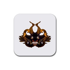 Demon Tribal Mask Rubber Coaster (square)  by dflcprints