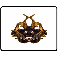 Demon Tribal Mask Fleece Blanket (medium)  by dflcprints