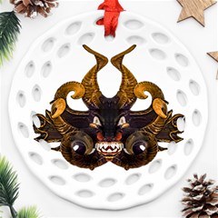 Demon Tribal Mask Ornament (round Filigree)  by dflcprints