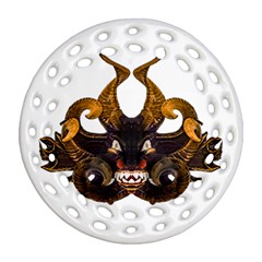 Demon Tribal Mask Round Filigree Ornament (2side) by dflcprints