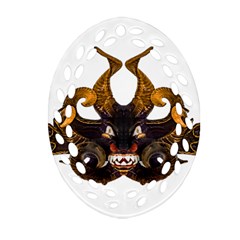 Demon Tribal Mask Ornament (oval Filigree)  by dflcprints