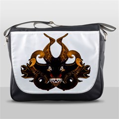 Demon Tribal Mask Messenger Bags by dflcprints