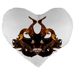 Demon Tribal Mask Large 19  Premium Flano Heart Shape Cushions by dflcprints