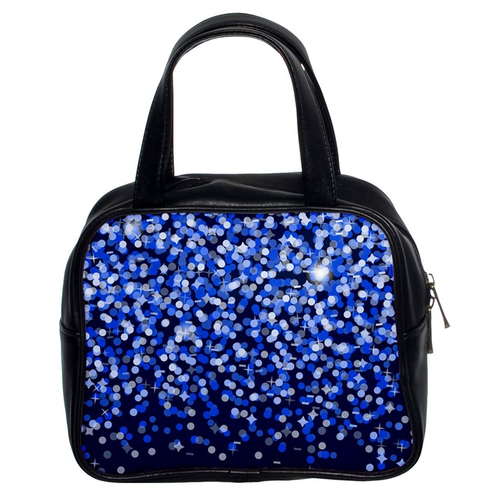 Blue Glitter Rain Classic Handbags (2 Sides)