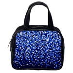 Blue Glitter Rain Classic Handbags (2 Sides) Back