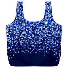 Blue Glitter Rain Full Print Recycle Bags (l) 