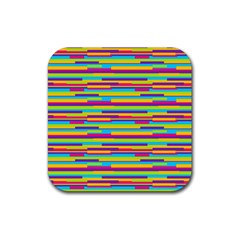 Colorful Stripes Background Rubber Coaster (square)  by TastefulDesigns