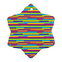 Colorful Stripes Background Snowflake Ornament (2-side)