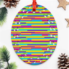 Colorful Stripes Background Oval Filigree Ornament (2-side) 