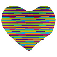 Colorful Stripes Background Large 19  Premium Flano Heart Shape Cushions