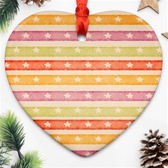 Watercolor Stripes Background With Stars Ornament (heart)  by TastefulDesigns