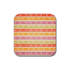 Watercolor Stripes Background With Stars Rubber Coaster (square)  by TastefulDesigns