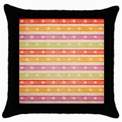 Watercolor Stripes Background With Stars Throw Pillow Case (black) by TastefulDesigns