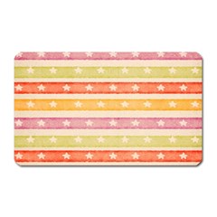 Watercolor Stripes Background With Stars Magnet (rectangular) by TastefulDesigns