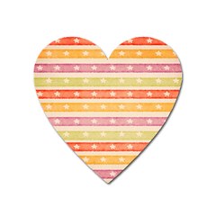 Watercolor Stripes Background With Stars Heart Magnet by TastefulDesigns