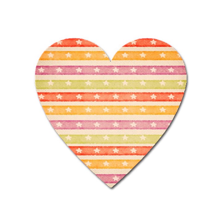 Watercolor Stripes Background With Stars Heart Magnet