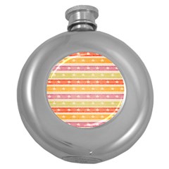 Watercolor Stripes Background With Stars Round Hip Flask (5 Oz) by TastefulDesigns