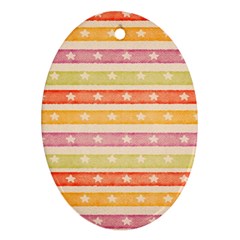 Watercolor Stripes Background With Stars Oval Ornament (two Sides)