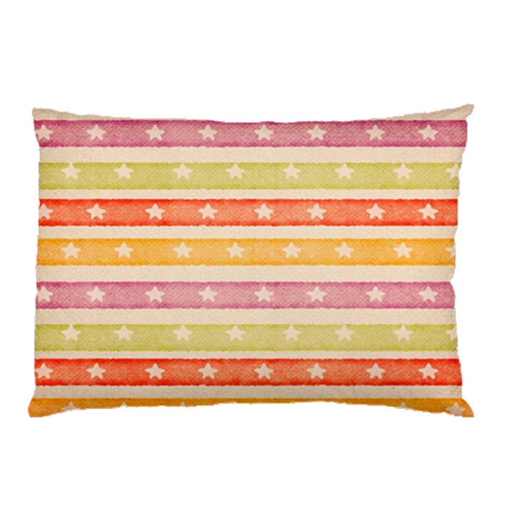 Watercolor Stripes Background With Stars Pillow Case