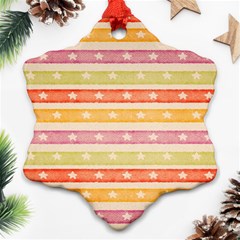 Watercolor Stripes Background With Stars Ornament (snowflake)  by TastefulDesigns