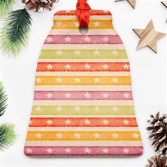 Watercolor Stripes Background With Stars Bell Ornament (2 Sides) by TastefulDesigns