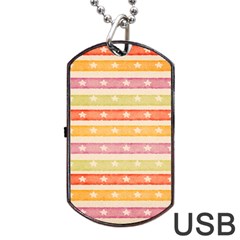 Watercolor Stripes Background With Stars Dog Tag Usb Flash (one Side)