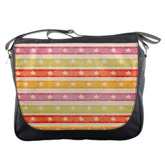 Watercolor Stripes Background With Stars Messenger Bags by TastefulDesigns