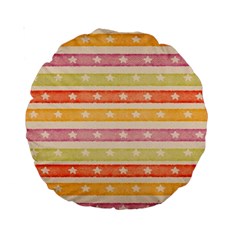 Watercolor Stripes Background With Stars Standard 15  Premium Round Cushions by TastefulDesigns