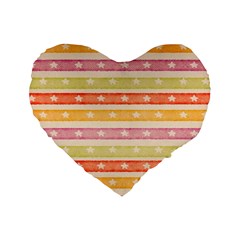 Watercolor Stripes Background With Stars Standard 16  Premium Heart Shape Cushions by TastefulDesigns