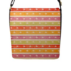 Watercolor Stripes Background With Stars Flap Messenger Bag (l)  by TastefulDesigns