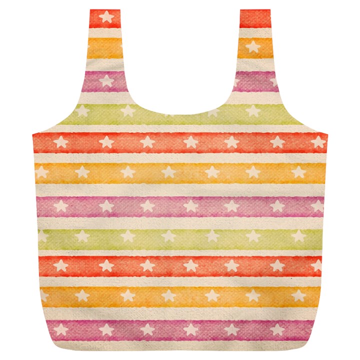 Watercolor Stripes Background With Stars Full Print Recycle Bags (L) 