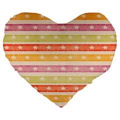 Watercolor Stripes Background With Stars Large 19  Premium Flano Heart Shape Cushions