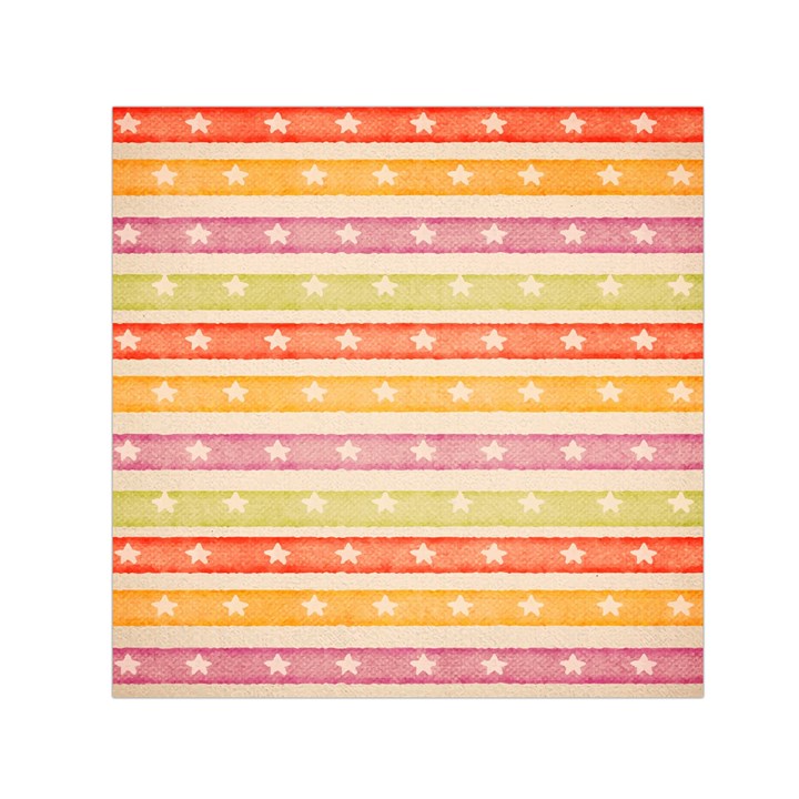 Watercolor Stripes Background With Stars Small Satin Scarf (Square)