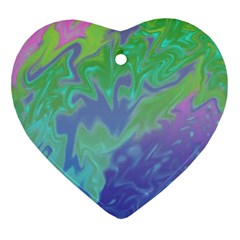 Green Blue Pink Color Splash Ornament (heart)  by BrightVibesDesign